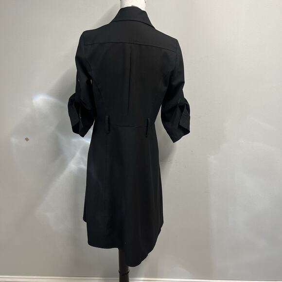 Ann Taylor Dress size 6 Classic Black Button Front Career Knee Stretch Modest - Picture 10 of 11